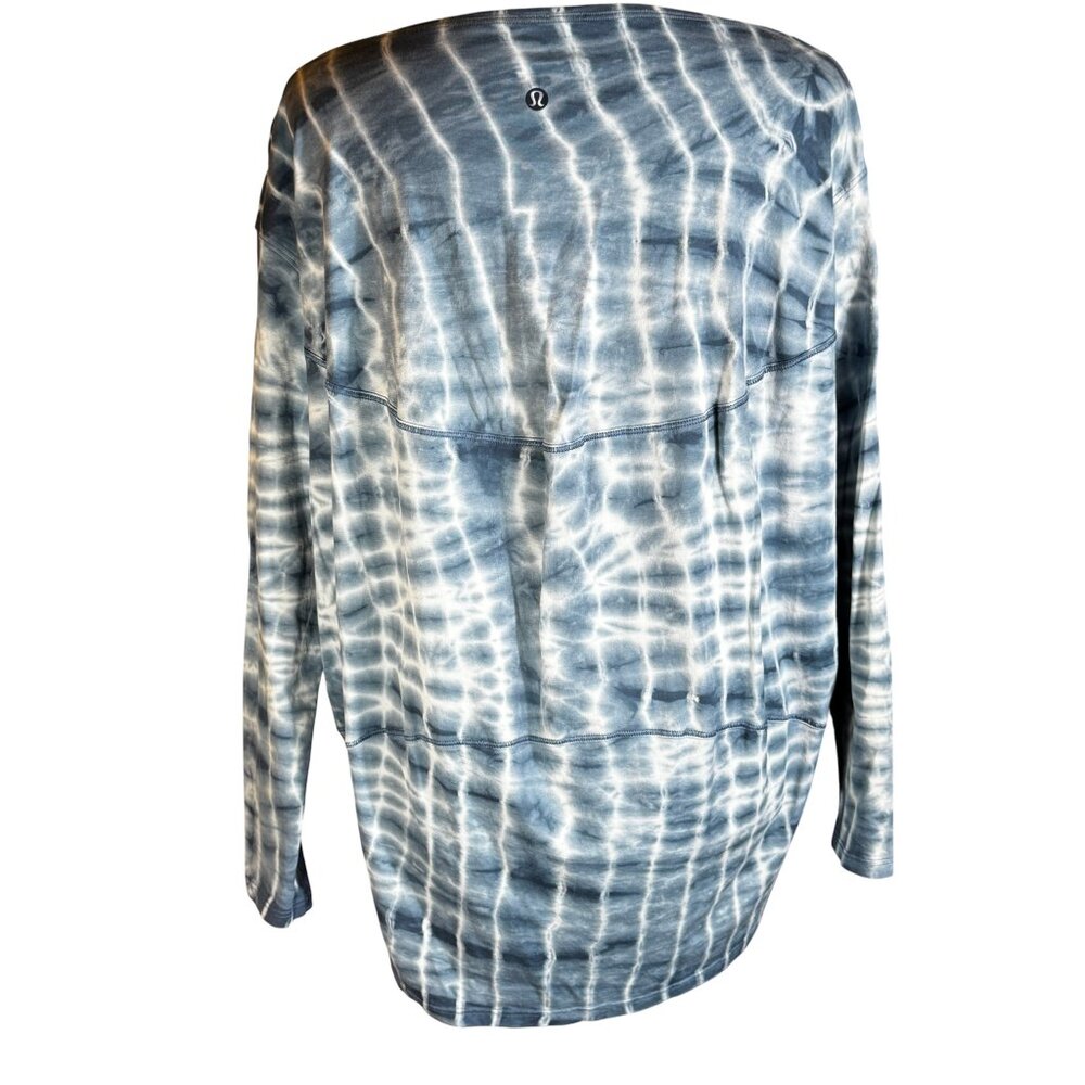 Lululemon Back In Action Long Sleeve Shirt Shibori Square Ocean Air True Navy L - Picture 4 of 9